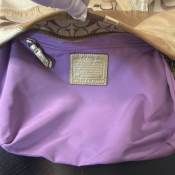 Coach Carly Patchwork Gold Shoulder Bag EUC - Picture 10 of 14